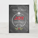 Cartão De Festividades Deacon, Joy at Christmas, Chalkboard - Look<br><div class="desc">Send your Deacon this chalkboard-look Christmas card filled with joy and blessings! An ornament is seen with the message on the inside in a typographic design. A Cross is seen at the center of the word JOY.</div>