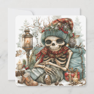 Cartão De Festividades Dead Cozy – Vibes de Esqueleto de Inverno”