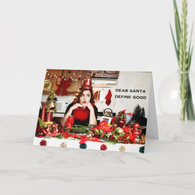 Cartão De Festividades "Dear Santa, Define Good" (Frente)