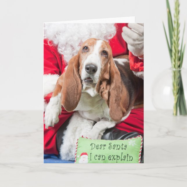 Cartão De Festividades Dear Santa I can Explain Basset Hound (Frente)