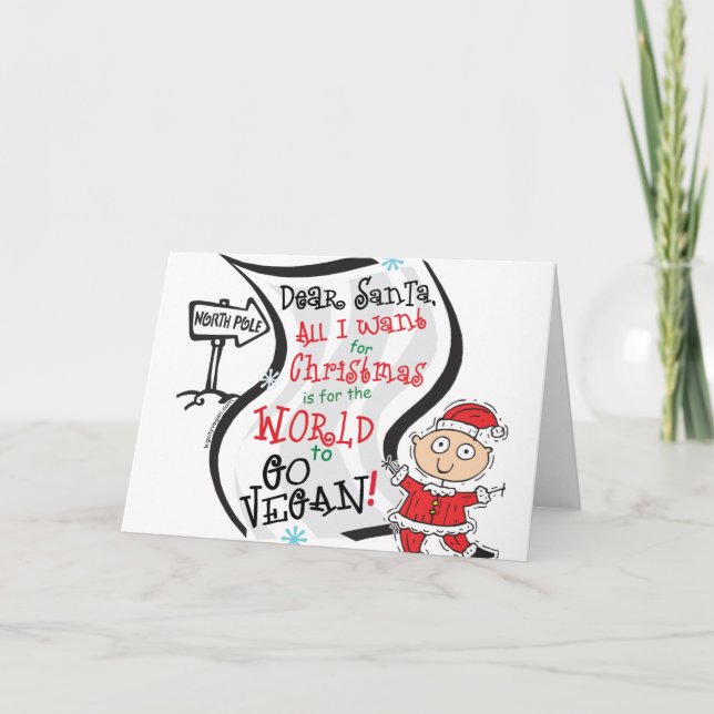 Cartão De Festividades Dear Santa Vegan Wish (Frente)