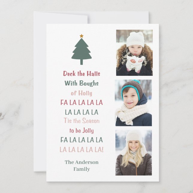 Cartão De Festividades Deck The Halls Christmas Holiday Card (Frente)