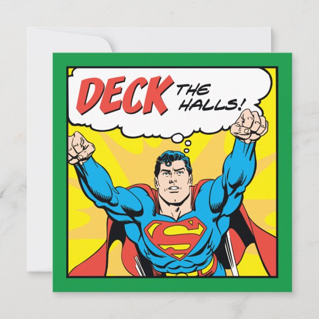 Cartão De Festividades Deck The Halls Com O Super-Homem (Frente)