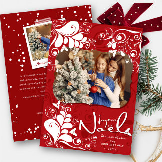 Cartão De Festividades Deco deixa Mistletoes Joyeux Noel Foto de Natal