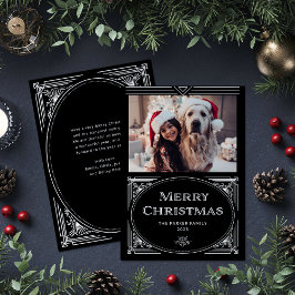 Cartão De Festividades Deco Moderno | Preto Elegante com Foto