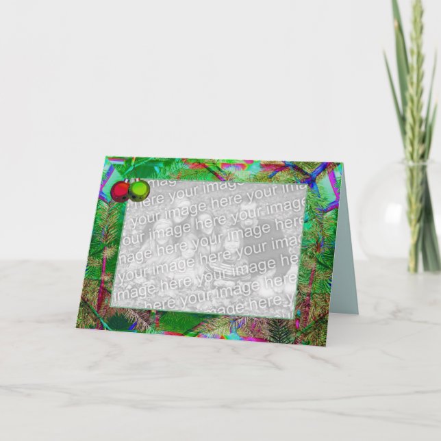 Cartão De Festividades Decor do pinheiro Feriado (quadro fotográfico) (Frente)