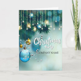 Cartão De Festividades Decoração azulVelas e árvore de Natal 