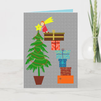 Cartão De Festividades decoração de árvores de Natal com presentes