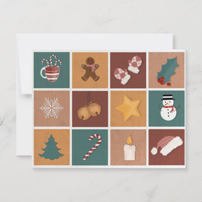 Cartão De Festividades Decorações de Enfeites de natal Clássicos (Frente)