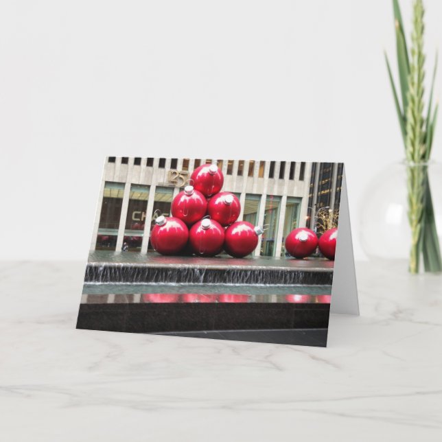 Cartão De Festividades Decorações de Natal de Nova Iorque NYC Sexta Aveni (Frente)