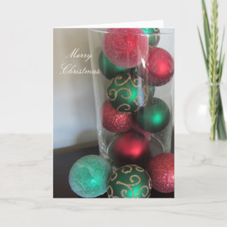 Cartão De Festividades Decorações vermelhas e verdes elegantes do Natal
