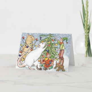 Cartão De Festividades Decorando a Árvore Ratty