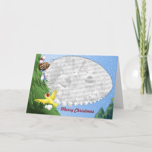 Cartão De Festividades Decorating the tree template (Frente)