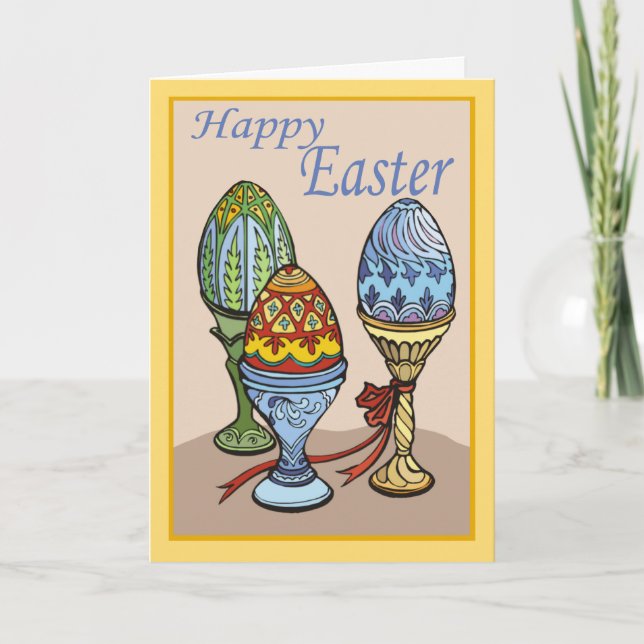 Cartão De Festividades Decorative Eggs Easter Card (Frente)