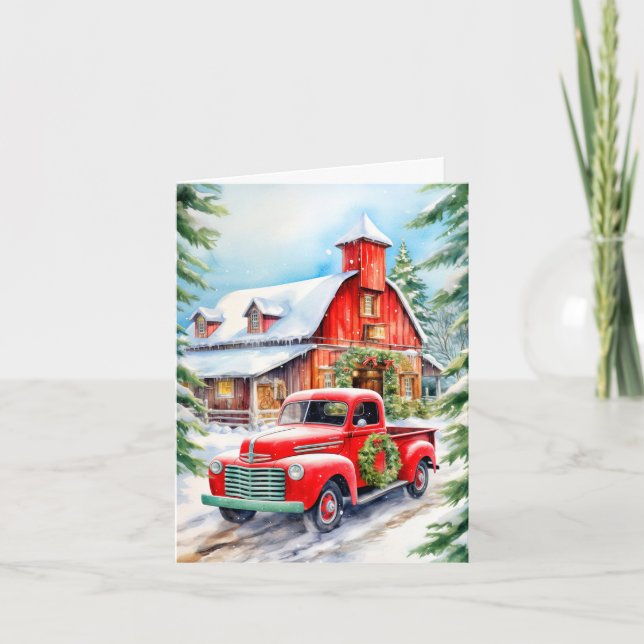 Cartão De Festividades Decorative Wintertime Farmhouse Merry Christmas (Frente)