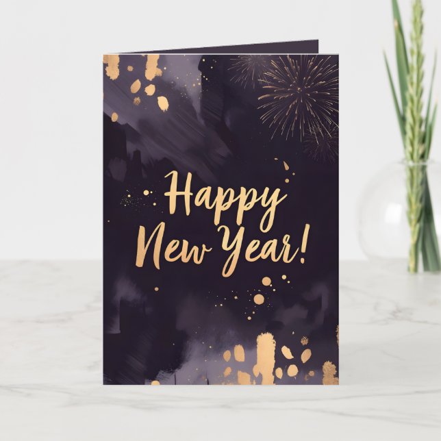 Cartão De Festividades Deep Purple Strokes-New Year's Card (Frente)