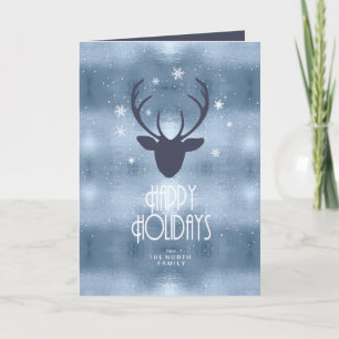 Cartão De Festividades Deer Antlers Arrows Christmas Blue ID861 