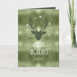 Cartão De Festividades Deer Antlers Arrows Green ID861