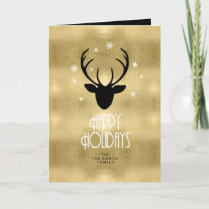 Cartão De Festividades Deer Antlers Arrows Natal Dourado ID861