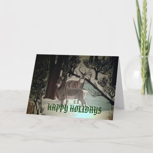 Cartão De Festividades DEER IN THE WOODS, CHRISTMAS card (Frente)