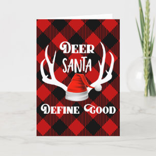 Cartão De Festividades Deer Santa Define Good Christmas Hunting Antlers