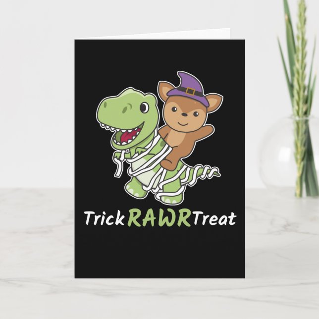 Cartão De Festividades Deer Trick Rawr Treat T-rex Mummy Costume (Frente)