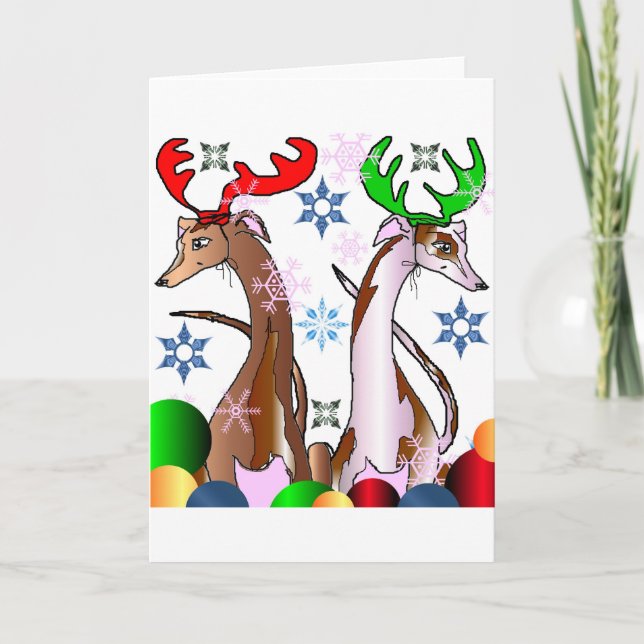 Cartão De Festividades Deer Whippets (Frente)