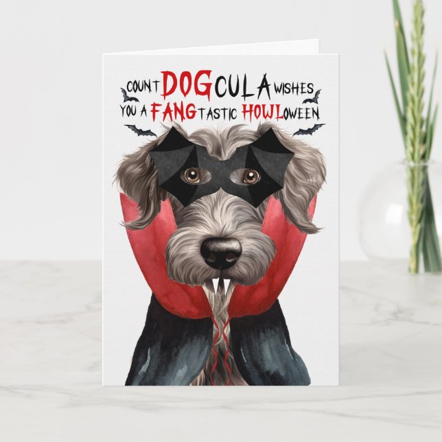 Cartão De Festividades Deerhound Funny Count DOGcula Halloween (Frente)