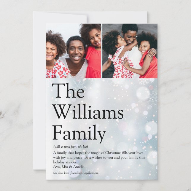Cartão De Festividades Definição de Natal da Família Foto Moderna (Frente)