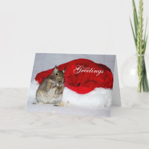 Cartão De Festividades Degu & Santa Hat Season's Greetings Christmas
