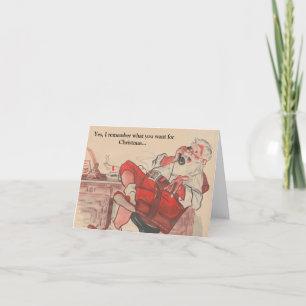 Cartão De Festividades Degustação de Vinho, sente no colo do Papai Noel E