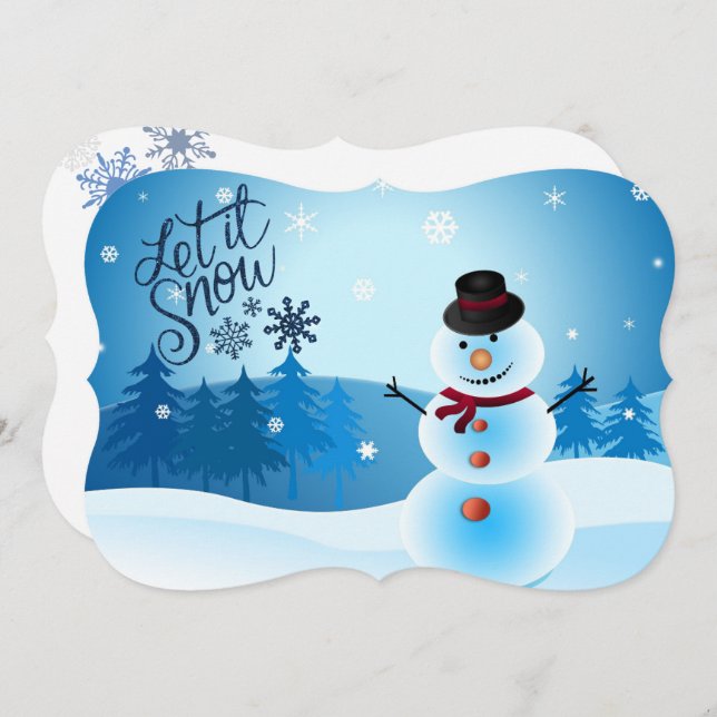 Cartão De Festividades Deixar Neve Adicionar Assinatura e Saudação (Frente/Verso)