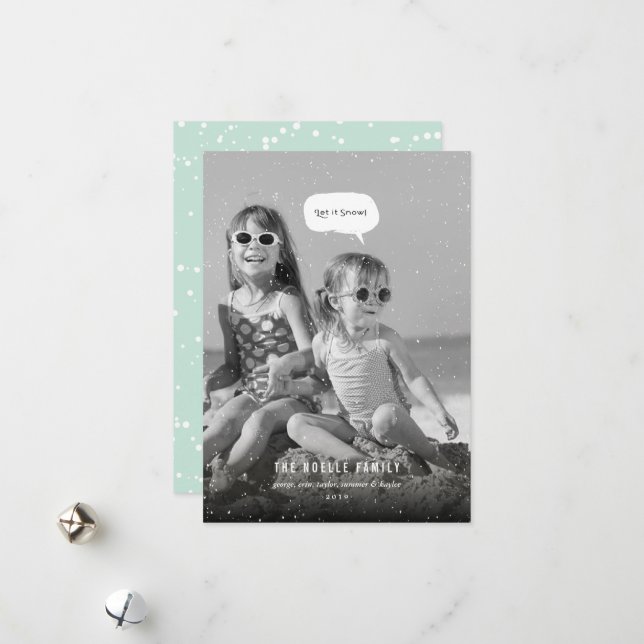 Cartão De Festividades Deixe-A Neve Quente Engraçada Foto Tropical Praia (Frente/Verso In Situ)