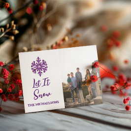 Cartão De Festividades Deixe-A Neves Púrpura Floco de Neve
