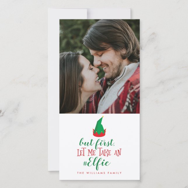 Cartão De Festividades Deixe-me tomar um Natal de Elfie (Frente)