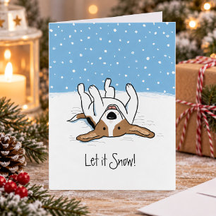 Cartão De Festividades Deixe nevar Beagle   Cachorro de Natal Fofo de Inv