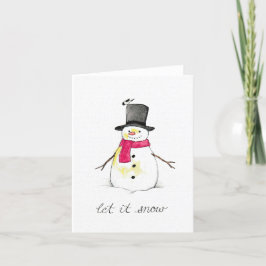 Cartão De Festividades Deixe Nevar Boneco de Neve