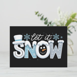 Cartão De Festividades Deixe Nevar Boneco de Neve Flocos de Neve Inverno