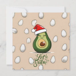 Cartão De Festividades Deixe nevar Engraçado Natal Avocado em Santa Hat