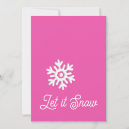 Cartão De Festividades Deixe Nevar Minimal Rosa Floco de Neve Branco