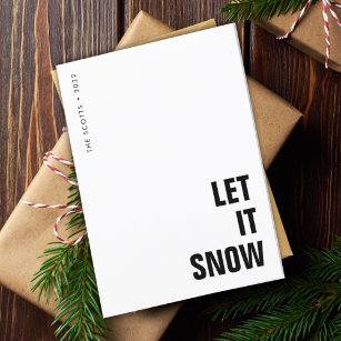 Cartão De Festividades Deixe nevar   Natal Mínimo Simples