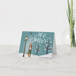 Cartão De Festividades Deixe-o nevar | Cenário de neve com pássaro de inv