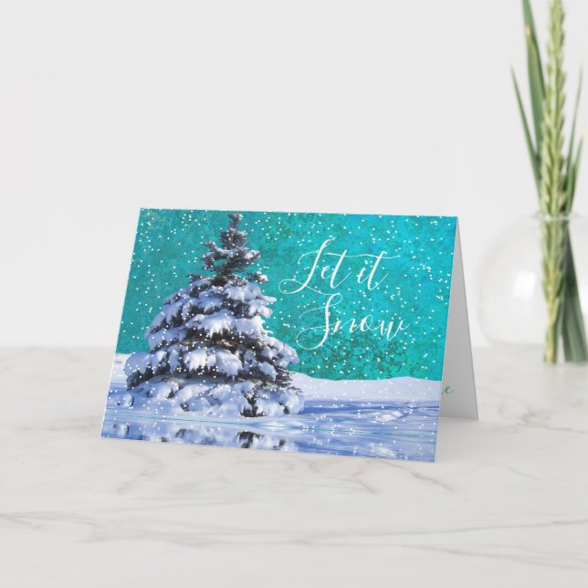 Cartão De Festividades Deixe-o nevar travesseiro decorativo inverno neve  (Frente)