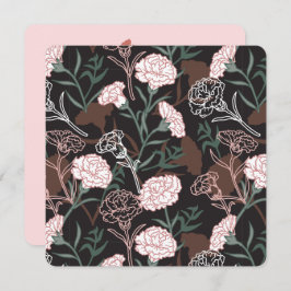 Cartão De Festividades Delicar Cravos Rosa com Folhas Verdes Florais