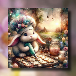 Cartão De Festividades Delicioso Recheio de Coelho em Aquarela para Cooki