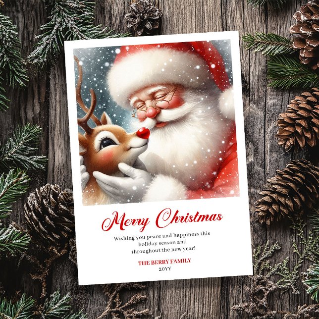 Cartão De Festividades Delightful Santa With Rudolph Fun Christmas Cards (Delightful Santa With Rudolph Fun Christmas Greeting Card)
