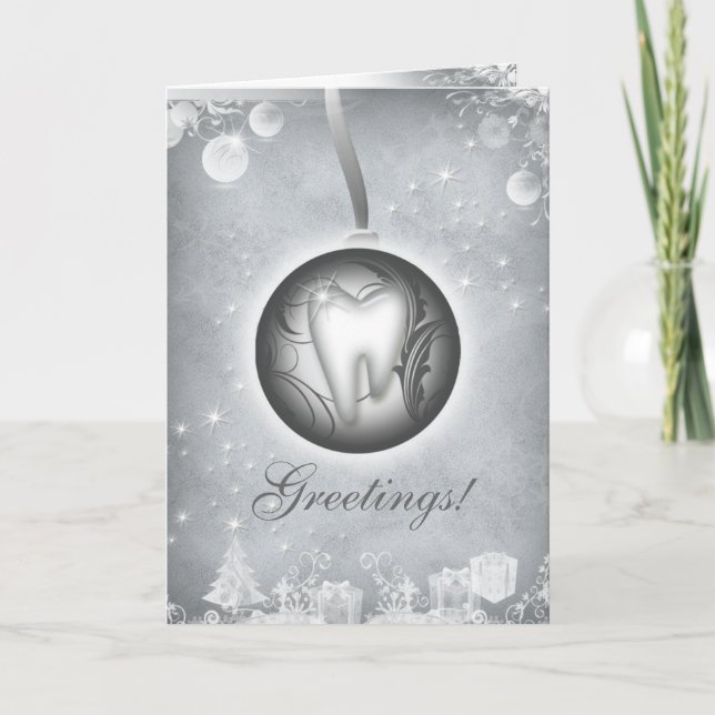 Cartão De Festividades Dental Christmas Card Silver (Frente)