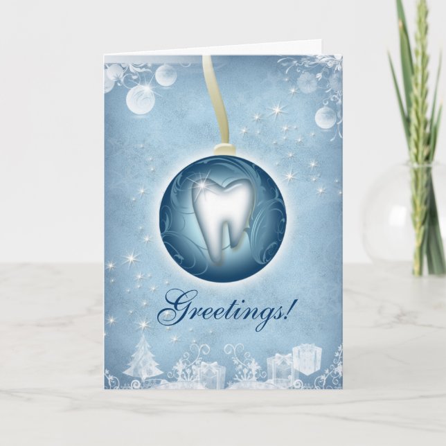 Cartão De Festividades Dental Christmas Greeting Card Ice Blue (Frente)