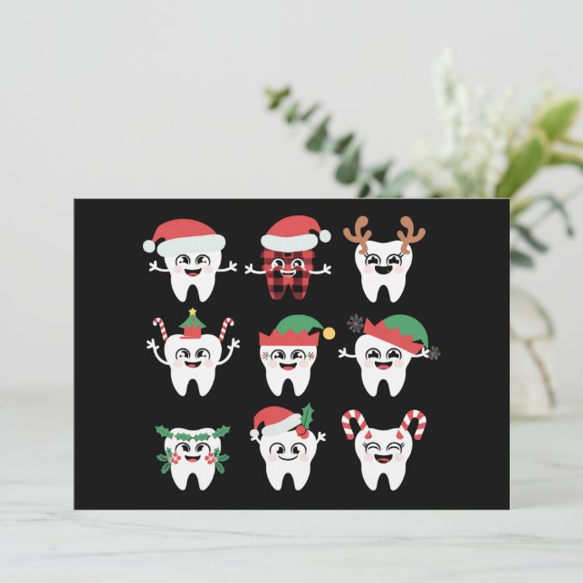 Cartão De Festividades Dentes de Natal Divertidos Dentista Natal Natal  (Em pé/Frente)