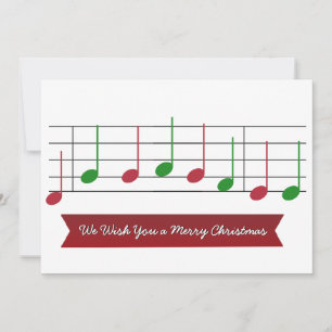 Cartão De Festividades Desejamos a você um Feliz Natal Música Nota Vermel